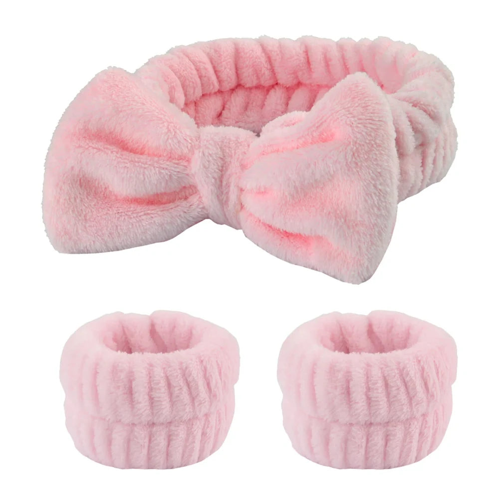 Coral Fleece Facial Skincare Headband Set