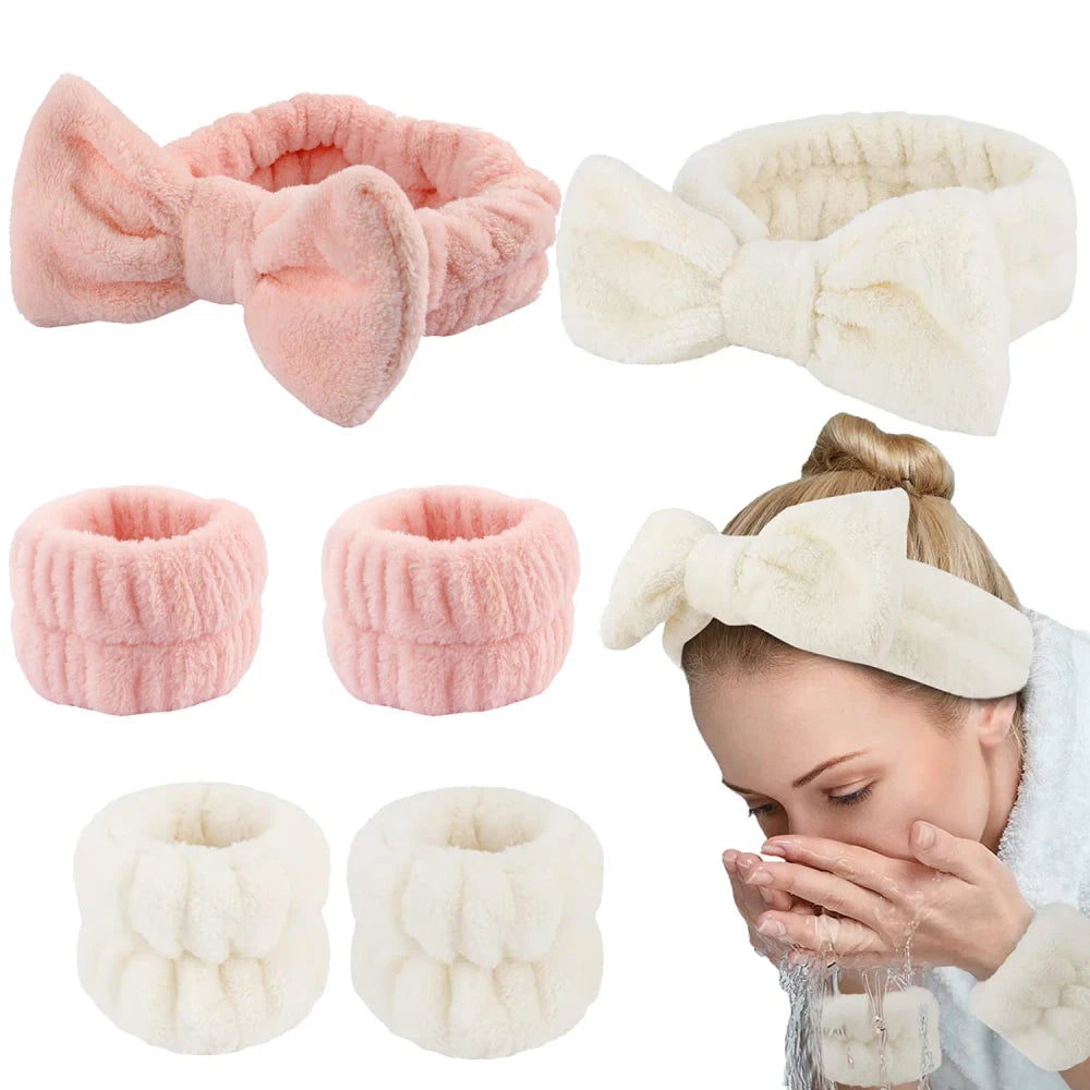 Coral Fleece Facial Skincare Headband Set