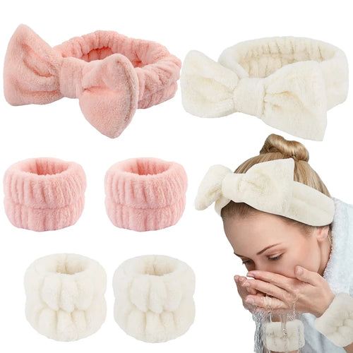 Coral Fleece Facial Skincare Headband Set