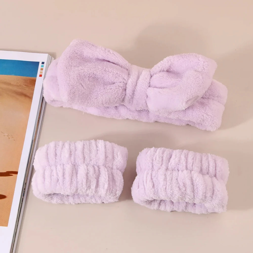 Coral Fleece Facial Skincare Headband Set
