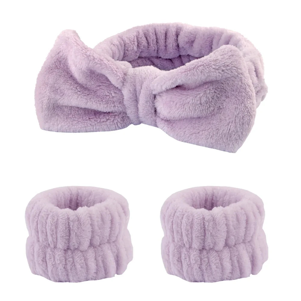 Coral Fleece Facial Skincare Headband Set
