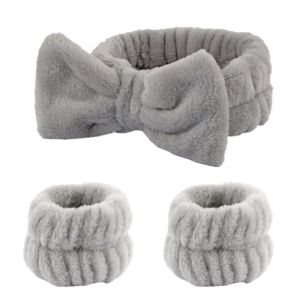 Coral Fleece Facial Skincare Headband Set